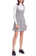 Women's Free People Say No More Plaid Pinafore Minidress - Black