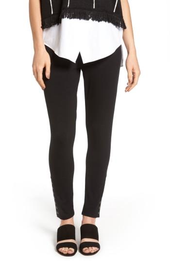 Women's Ming Wang Grommet Detail Skinny Knit Pants - Black