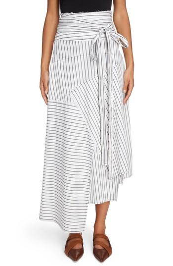 Women's J.w.anderson Patchwork Pinstripe Wrap Skirt Us / 8 Uk - Ivory