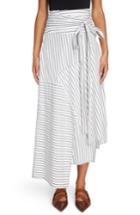 Women's J.w.anderson Patchwork Pinstripe Wrap Skirt Us / 8 Uk - Ivory