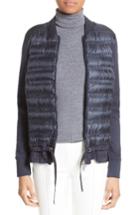 Women's Moncler Maglia Quilted Down Front Tricot Bomber - Blue