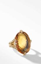 Women's David Yurman Chatelaine 18k Gold Statement Ring With Honey Quartz & Diamonds