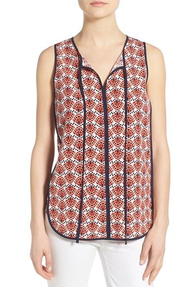 Women's Pleione Piped Print Sleeveless Top