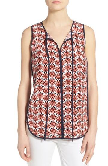 Women's Pleione Piped Print Sleeveless Top