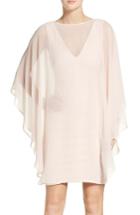 Women's Halston Heritage Ponte Sheath Dress With Chiffon Cape - Beige