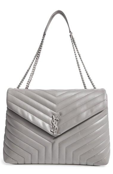 Saint Laurent Monogram Quilted Leather Slouchy Shoulder Bag -