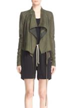 Women's Rick Owens Lambskin Leather Biker Jacket Us / 40 It - Green