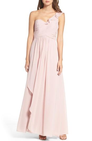 Women's Wtoo One-shoulder Chiffon Dress - Pink