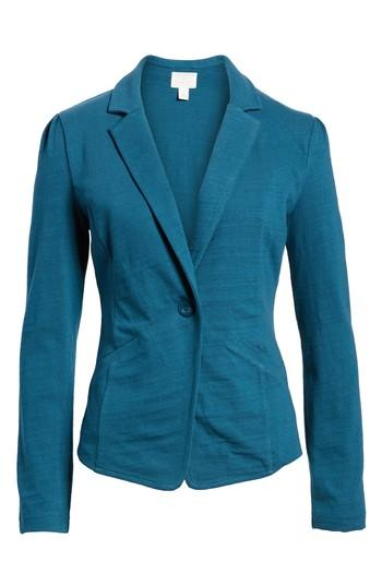 Petite Women's Caslon Knit One-button Blazer - Blue/green