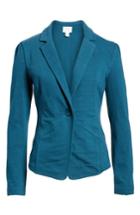Petite Women's Caslon Knit One-button Blazer - Blue/green