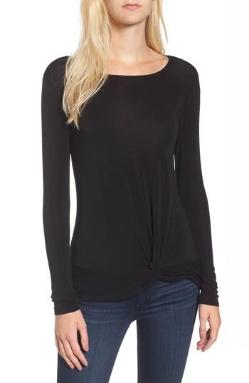 Women's Trouve Knot Front Tee, Size - Black