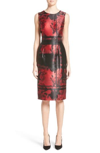 Women's Carolina Herrera Floral Sheath Dress - Red