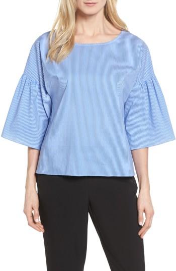 Women's Vince Camuto Pinstripe Ruffle Sleeve Blouse