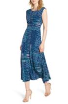 Women's Chaus Patchwork Waves Ruched Stretch Jersey Dress - Blue