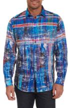 Men's Robert Graham Classic Fit Print Linen Sport Shirt - Blue