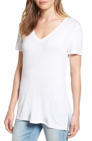 Women's Halogen V-neck Tunic Tee, Size - White