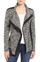 Petite Women's Two By Vince Camuto Asymmetrical Mixed Media Jacket P - Black