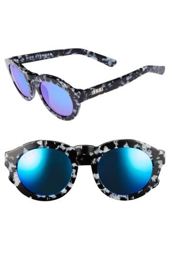 Women's Diff Dime 48mm Retro Sunglasses - Black White/ Blue