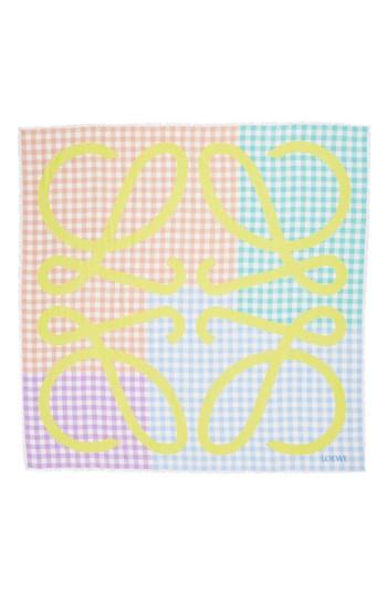 Women's Loewe Gingham Anagram Wool Scarf, Size - Yellow