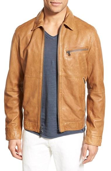 Men's John Varvatos Star Usa Leather Moto Jacket - Brown
