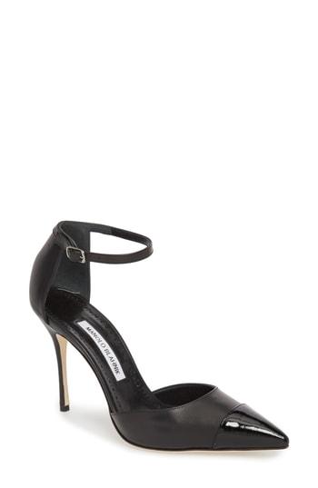 Women's Manolo Blahnik Trova Cap Toe Pump Us / 34eu - Black