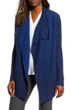 Women's Chaus Contrast Ribbed Waterfall Cotton Cardigan - Blue