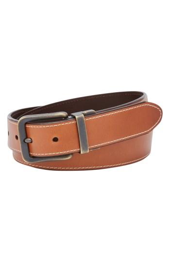 Men's Fossil Fitz Reversible Leather Belt - Dark Brown