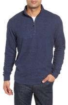 Men's Peter Millar Melange Fleece Quarter Zip Pullover - Blue