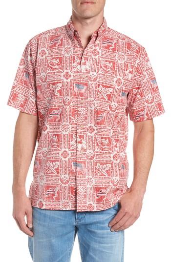 Men's Reyn Spooner Summer Commemorative 2018 Classic Fit Print Sport Shirt - Red