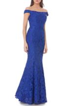 Women's Js Collections Off The Shoulder Mermaid Gown - Blue