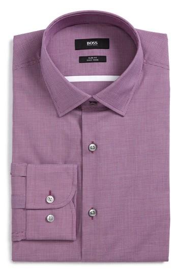 Men's Boss Jerris Slim Fit Easy Iron Check Dress Shirt .5 - Pink