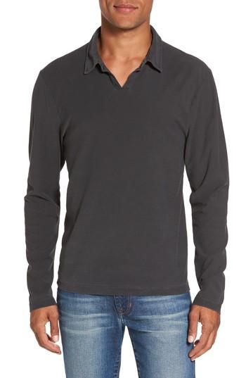 Men's James Perse Long Sleeve Cotton Polo (m) - Brown