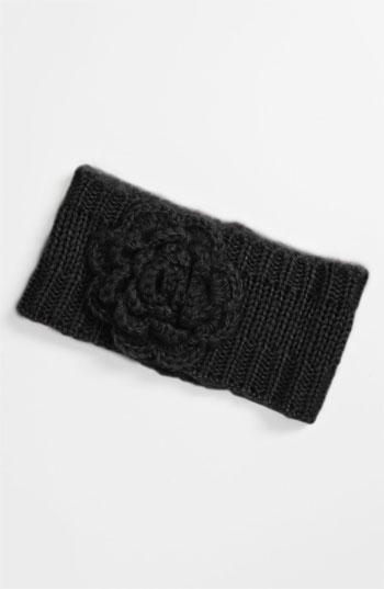 Bp. Flower Knit Headband Black