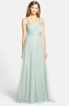Women's Jenny Yoo 'annabelle' Convertible Tulle Column Dress - Blue/green