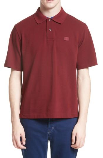 Men's Acne Studios Newark Face Patch Polo - Burgundy