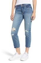 Women's Sp Black Ripped High Waist Crop Mom Jeans - Blue