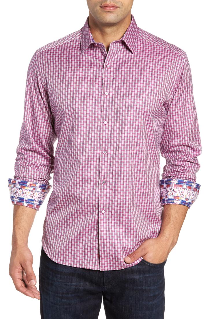 Men's Robert Graham Century Blvd Classic Fit Check Sport Shirt, Size - Pink