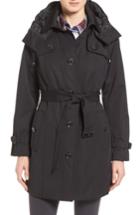 Petite Women's London Fog Single Breasted Trench Coat P - Black