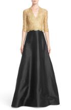 Women's Reem Acra Two-tone Lace & Twill A-line Gown