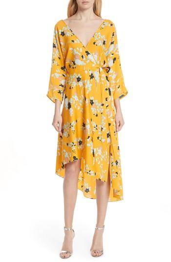 Women's Dvf Silk Asymmetrical Ruffle Hem Dress