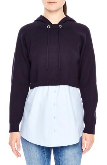 Women's Sandro Layered Look Hoodie - Blue