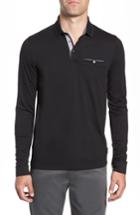 Men's Ted Baker London Loomie Slim Fit Tipped Long Sleeve Polo (m) - Black