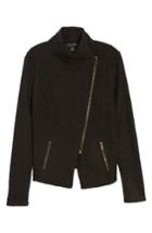 Women's Halogen Knit Moto Jacket, Size - Black