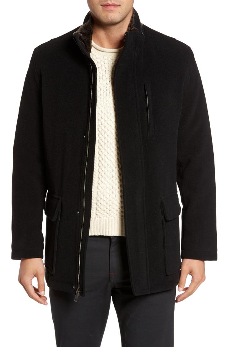 Men's Cole Haan Faux Fur Collar Wool Blend Parka
