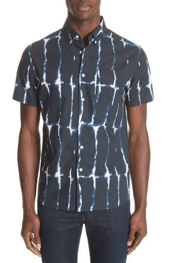 Men's Saturdays Nyc Esquina Print Woven Shirt - Blue