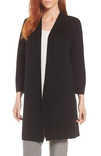 Women's Eileen Fisher Simple Long Cardigan, Size - Black