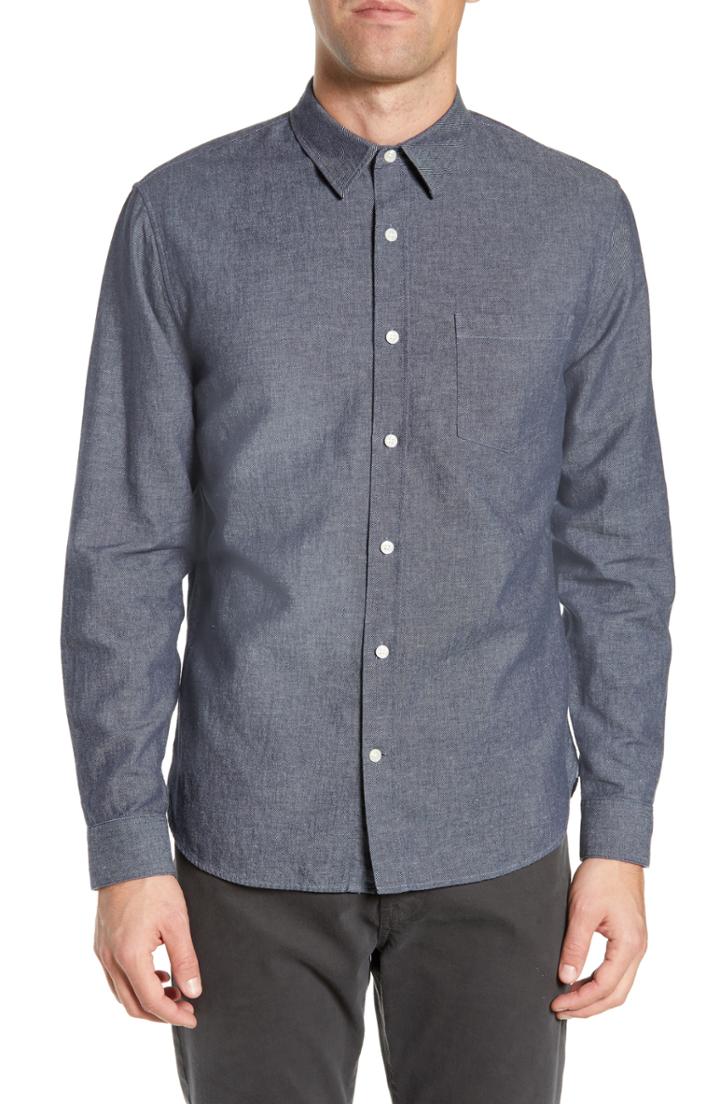Men's Vince Classic Fit Chambray Sport Shirt - Blue