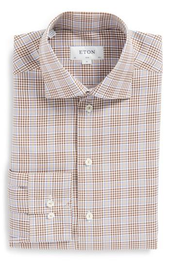 Men's Eton Slim Fit Plaid Dress Shirt .5 - Brown