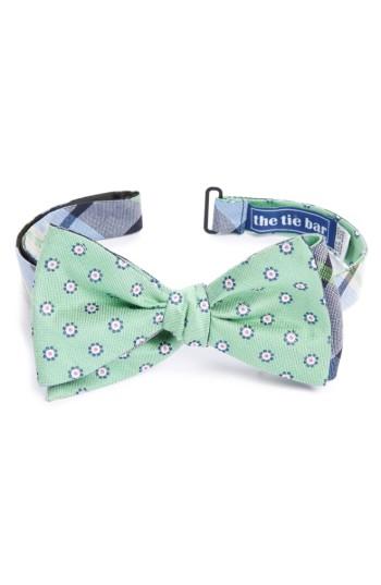 Men's The Tie Bar Crystal Moon Reversible Silk & Linen Bow Tie, Size - Blue