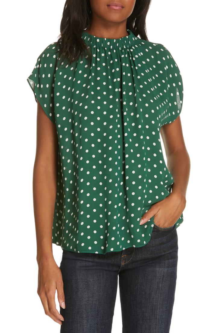 Women's Lewit Polka Dot Short Sleeve Top - Green